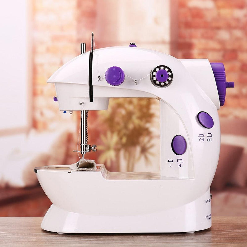 1PC Sewing Machine Mini Portable Household Night Light Foot Pedal Straight Line Hand Table Two Thread Kit Electric - TadShop