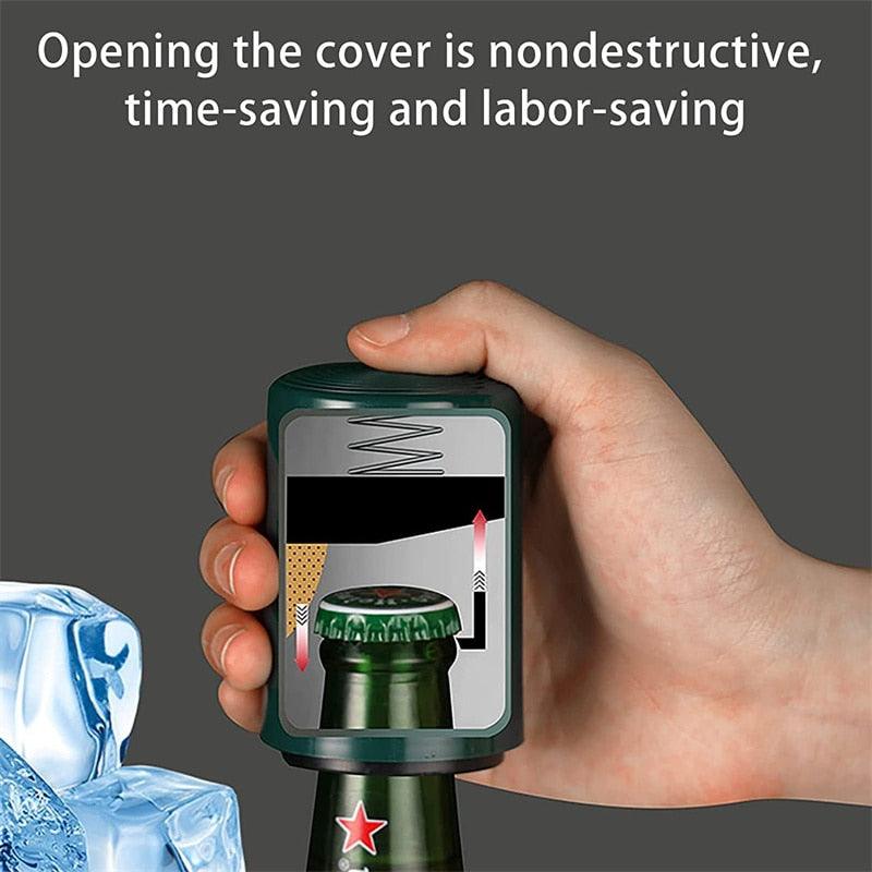 Nymph Creative Magnetic Automatic Beer Bottle Opener Kitchen Stainless Steel Press Lid Beer Corkscrew Tools Portable Bar Gadgets - TadShop